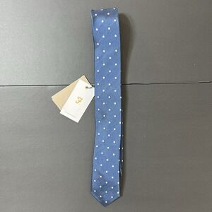 Farrah Silk Necktie Harbern Blvd WV Size NS Blue Dots NWT Preppy Formal Business